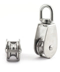 2-Pack M15 Single Pulley Block Stainless Steel Heavy Duty Hardware Single Wheel Swivel Rigging Lifting Wheel Fixed Pulley for Wire Rope Loading 35kg