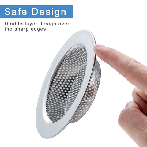 Two Pack Stainless Steel Sink Strainers For Most Kitchen Drain Baskets 4.5 Inch Outer Diameter Upgraded Double Layer Safe Design