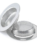 Two Pack Stainless Steel Sink Strainers For Most Kitchen Drain Baskets 4.5 Inch Outer Diameter with double layer design.