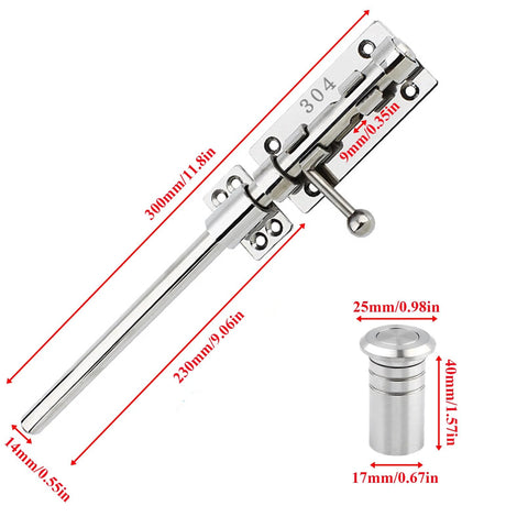 Slide Bolt Gate Latch Thickened 304 Stainless Steel Heavy Duty Barrel Bolt With Padlock Hole And Dust Canister for wooden fence