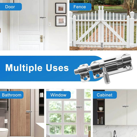 Pack Of 8 4 Inch 304 Stainless Steel Slide Bolt Latches Sliding Lock For Doors Gates Windows Cabinets And Sheds Includes 48 Screws