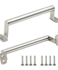 Sliding Door Handle Set Stainless Steel 7.5 Inch Total Length With 6.8 Inch Hole Center Barn Door Pulls For Cabinets Drawers Windows Closets French And Pocket Doors Silver Pack Of 2 with screws on white background
