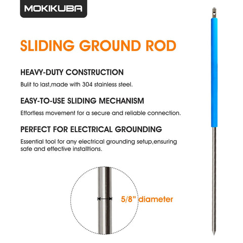 Heavy Duty Sliding Grounding Rod For Electronic Locating Equipment, Stainless Steel Construction, 1.5 Inch Diameter Ground Rod Tube