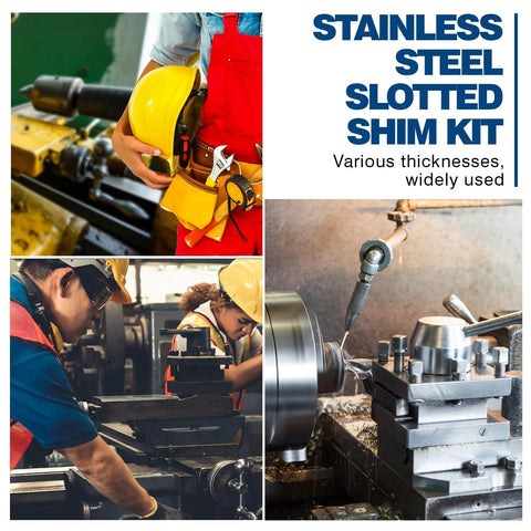 80 Piece Size C Slotted Shims Kit 4 Inch By 4 Inch Stainless Steel Precision Shims For Leveling With Storage Box Includes Eight Thicknesses