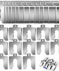 260 Piece 2 By 2 Inch Stainless Steel Slotted Shim Set With Storage Box 13 Thicknesses From 0.001 To 0.125 Inches displayed