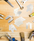 80 Piece Size A 2 By 2 Inch Stainless Steel Slotted Shim Go To Pro Grade Shop Kit with tools and box, ideal for leveling and alignment.