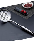 Slotted Skimmer Spoon With 304 Stainless Steel Build And Ergonomic Wooden Handle, Heat Resistant, Heavy Duty, Kitchen Strainer Ladle