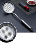 Slotted Skimmer Spoon With 304 Stainless Steel Build And Ergonomic Wooden Handle, Heat Resistant, 15 Inch Kitchen Strainer Ladle