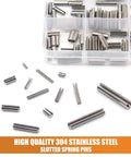 220pcs Roll Pin Set, Stainless Steel Slotted Spring Pin Assortment Kit M1.5 M2 M2.5 M3 M4 M5 M6 displayed with case