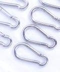 2.4 Inch 304 Stainless Steel Spring Snap Hook Heavy Duty 264 Pound Load Capacity Quick Release Clip Pack Of 10, top view