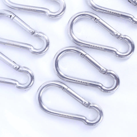 2.4 Inch 304 Stainless Steel Spring Snap Hook Heavy Duty 264 Pound Load Capacity Quick Release Clip Pack Of 10, top view
