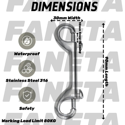 316 Stainless Steel Double Ended Bolt Snap Hook Marine Grade Diving Clips Heavy Duty Trigger Chain Clip Key Holder For Pet Feed