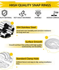 Infographic showing features of 325 Piece Snap Ring Set For Axles And Shafts External Circlips C Clip Assortment Kit