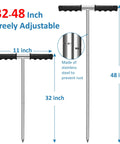 Stainless Steel Soil Probe Rod 32 To 48 Inch Adjustable Ground Rod Tool With T Handle And Sharp Tip For Locating Septic Tanks