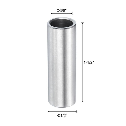 Heavy Duty Stainless Steel Spacer Set 3/8 Bore 1/2 OD 1-1/2 Inch Length For 3/8 Screws Bolts And Rods 304 Stainless Steel