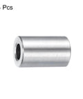 Side view of a stainless steel spacer from a set of four with 5/16 inch bore, 5/8 inch outer diameter, 1 inch length.