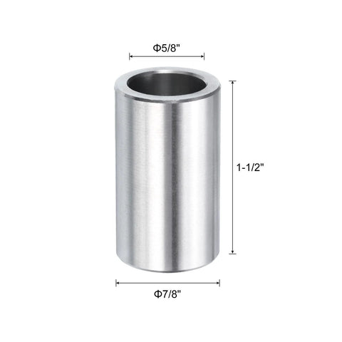 Stainless Steel Spacer 5/8 Bore 7/8 OD 1-1/2 Length, 304 Stainless Round Metal Standoff Bushing Plain Finish For 5/8 Screws Bolts And Rods