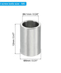 Durable Stainless Steel Spacers Set Five Pieces With 6.1mm ID 8mm OD And 12mm Length Fits Quarter Inch Or M6 Bolts Round Screw Standoffs