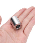 10 Pack Stainless Steel Spacer Three Eighths Inch Bore Three Quarters Inch Outer Diameter One Inch Length Standoff Bushing in hand