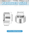 Durable Stainless Steel Spacers Kit For One Quarter Inch Screws And M6 Bolts, 6mm ID x 10mm OD x 5mm thickness shown.
