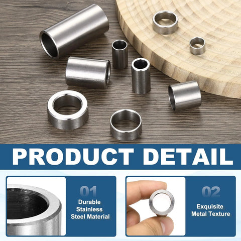 Six Pack M14 Stainless Steel Spacers Unthreaded Round Standoff Bushings For Screws And Bolts, 9/16 Inch ID, silver finish