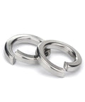 Two 1/4-inch stainless steel split lock washers, 304 stainless, shiny finish