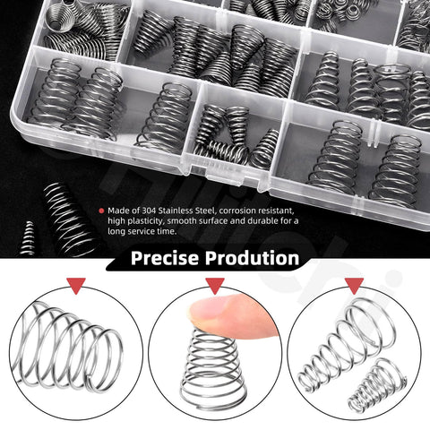149 Piece Stainless Steel Spring Assortment Kit With 15 Sizes Of Compression And Extension Springs for repairs and projects