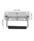 Heavy Duty Stainless Steel Folding Spring Handle 110mm for Toolbox Chest, Chrome Plated Wire, Front View with Measurements