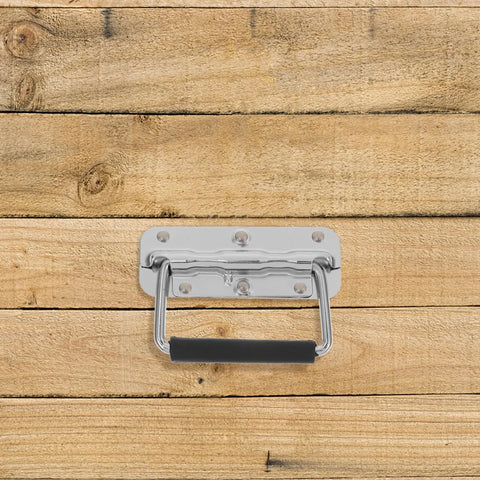 Heavy Duty Stainless Steel Folding Spring Handle 110mm for toolbox chest wooden box and industrial equipment, chrome plated wire pull