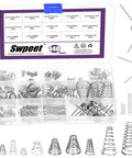 Stainless Steel Spring Set With 148 Pieces In Three Styles Conical Compression 0.3 To 1 Mm Regular Compression 0.3 To 0.5 Mm And 1.5 Mm Torsion Springs for DIY projects