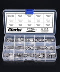 Durable 304 Stainless Steel Slotted Spring Pin Assortment Kit 180 Pcs in M2 M2.5 M3 M4 Sizes with Transparent Storage Box