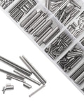 440 Piece 304 Stainless Steel Slotted Spring Pin Set For M1.5 To M5 Dowel Tension Roll Pins in storage case, various sizes shown