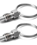 2 Pack Stainless Steel Spring Plunger with Pull Ring, 1/4-20 Thread Non-Locking Stubby Hand-Retractable Index Plungers, 0.31in Thread Length