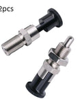 Two Pack Stainless Steel Push Fit Ball Nose Spring Plungers With Self Locking Knob, Retractable Indexing Plungers for precise positioning