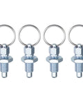 Non Locking Hand Retractable Spring Plunger With Pull Ring 4 Piece Set for Precision Positioning M8 1.25 5 Stainless Steel