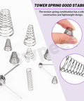 Stainless Steel Spring Set With 148 Pieces In Three Styles Conical Compression 0.3 To 1 Mm Regular Compression 0.3 To 0.5 Mm