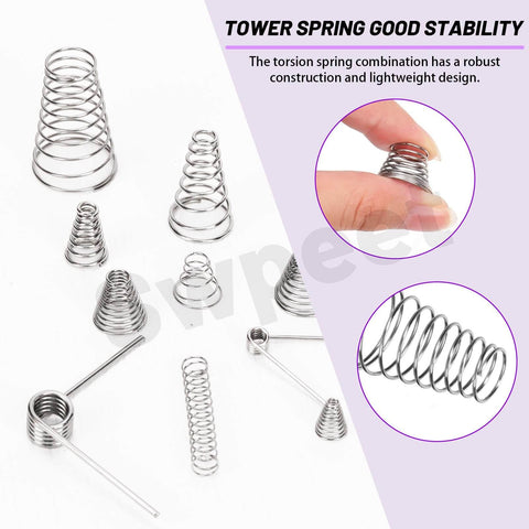 Stainless Steel Spring Set With 148 Pieces In Three Styles Conical Compression 0.3 To 1 Mm Regular Compression 0.3 To 0.5 Mm