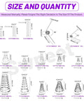 Diagram showing sizes of a Stainless Steel Spring Set With 148 Pieces In Three Styles Conical Compression 0.3 To 1 Mm Torsion Springs