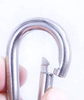 Close-up of 2.4 Inch 304 Stainless Steel Spring Snap Hook showing quick release clip mechanism, ideal for heavy duty 264 pound load.