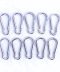 Pack of 10, 2.4 Inch 304 Stainless Steel Spring Snap Hook Heavy Duty 264 Pound Load Capacity Quick Release Clip for outdoor gear.