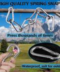 Heavy Duty 304 Stainless Steel Spring Snap Hooks Set Of Six Four Inch Large Clips With Three Eighth Inch Opening in outdoor setting