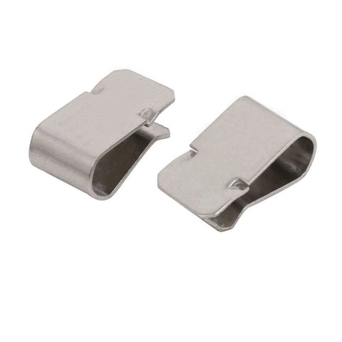 20pcs Stainless Steel Spring U Clip Silver Tone 21.4mm x 12mm, side view showing two metal clips for panel mounting.