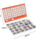 304 Stainless Steel Compression Springs Assortment Kit With 470 Pieces, 30 Sizes in plastic storage box with dimensions