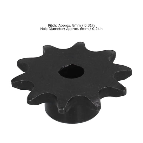 Close-up of a single gear from the Three Piece Stainless Steel Sprockets Set With 8mm Pitch And 6mm D Hole Drive Gears Ten Teeth Each
