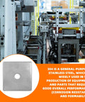 Premium 304 stainless steel square washer plates, 2.4 inch outer diameter, 3 mm thick, 3/8 inch bore with industrial equipment