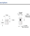 Diagram of Stainless Steel Standoff Screws Set For Acrylic Signs, 20 Pack, Diameter 0.5 Inch, Length 0.75 Inch, Brushed Nickel Finish.