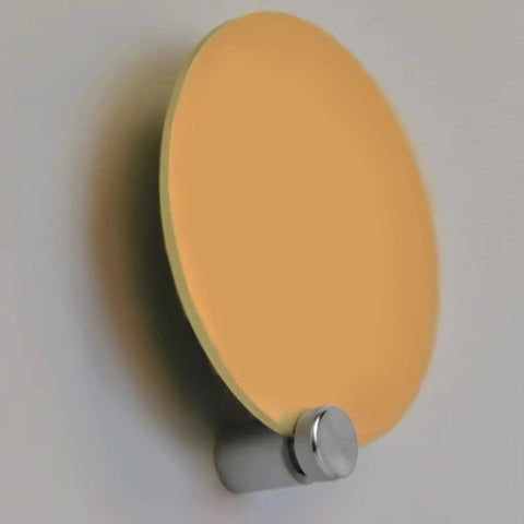 Round acrylic sign mounted with pro grade stainless steel standoff screw for sturdy easy install, 3D effect view.