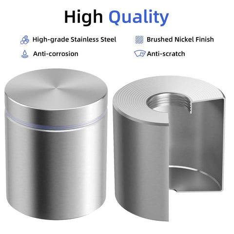 Stainless Steel Standoff Screws 1 Inch Diameter 1 Inch Barrel Length 20 Pack With 80 Mounting Accessories For Acrylic Plexiglass Glass Wood Metal Aluminum Panels And Frames Picture Mounting Hardware Silver, featuring brushed nickel finish.