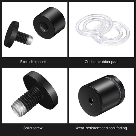8 Piece Stainless Steel Standoff Screws Set for Sign Mounting Wall Hardware 1x1 Inch with Self Tapping Screws and Rubber Cushions