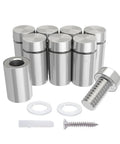 Stainless Steel Standoff Screws Set For Acrylic Signs, 20 Pack, Diameter 0.5 Inch, Length 0.75 Inch, Brushed Nickel Finish